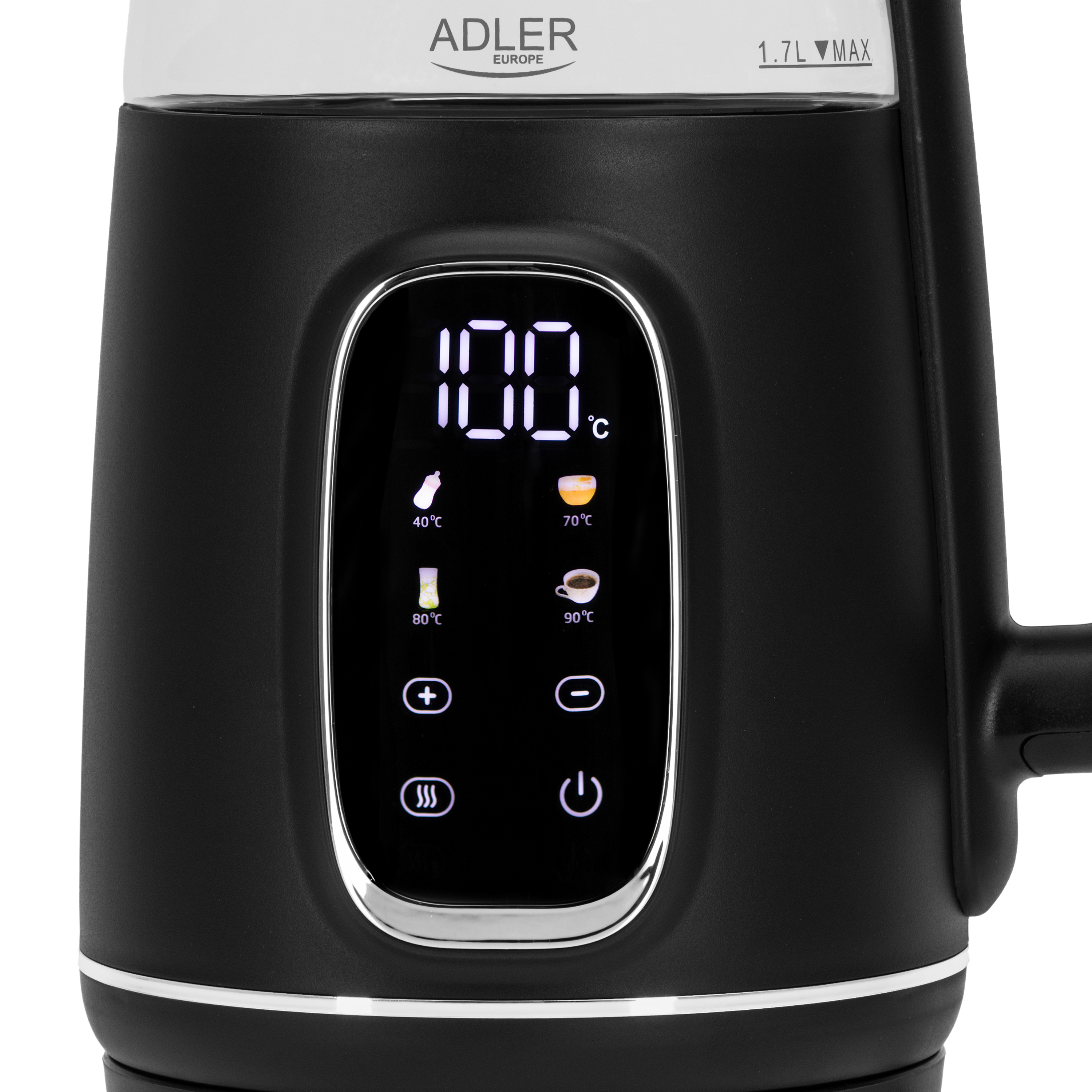Adler Kettle with LED Display | AD 1305 | Electric | 2200 W | 1.7 L | Plastic | 360° rotational base | Black/Silver
