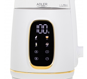 Adler Kettle with LED Display | AD 1305 | Electric | 2200 W | 1.7 L | Plastic | 360° rotational base | White/Gold