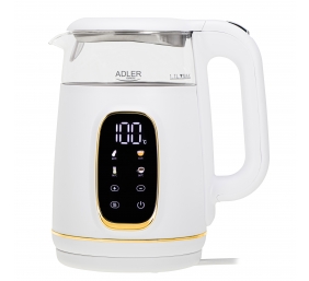 Adler Kettle with LED Display | AD 1305 | Electric | 2200 W | 1.7 L | Plastic | 360° rotational base | White/Gold
