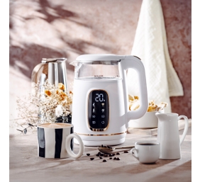 Adler Kettle with LED Display | AD 1305 | Electric | 2200 W | 1.7 L | Plastic | 360° rotational base | White/Gold