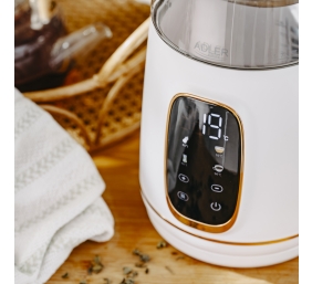 Adler Kettle with LED Display | AD 1305 | Electric | 2200 W | 1.7 L | Plastic | 360° rotational base | White/Gold