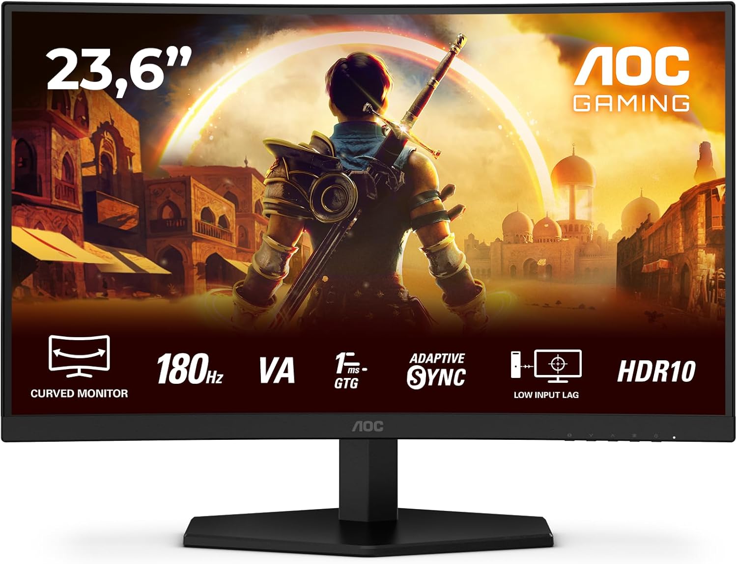 AOC | Gaming monitor | C24G42E | 24 " | VA | FHD | 16:9 | 180 Hz | 0.5 ms | 1920 x 1080 pixels | 250 cd/m² | HDMI ports quantity 2 | Black