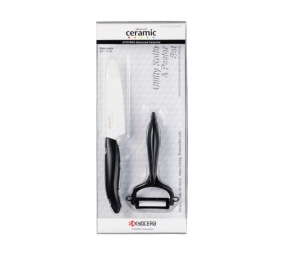 Kyocera FK-110WHCP10NBK Utility Knife &amp; Peeler Rinkinys, peilis (11 cm ašmenys) ir skustukas, Juoda