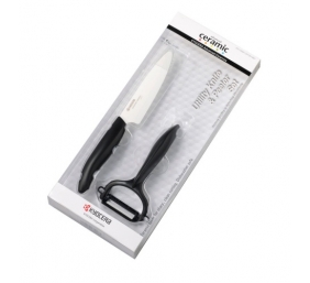 Kyocera FK-110WHCP10NBK Utility Knife &amp; Peeler Rinkinys, peilis (11 cm ašmenys) ir skustukas, Juoda