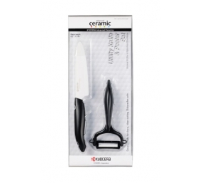 Kyocera FK-110WHCP10NBK Utility Knife &amp; Peeler Rinkinys, peilis (11 cm ašmenys) ir skustukas, Juoda