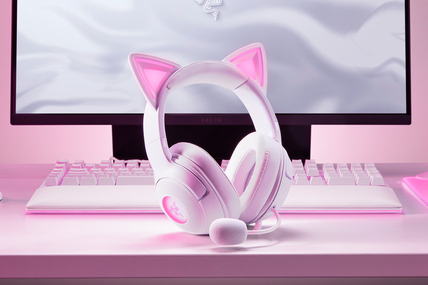 Razer Headset | Kraken Kitty V2 | Wired | Over-ear | Microphone | Noise canceling | White