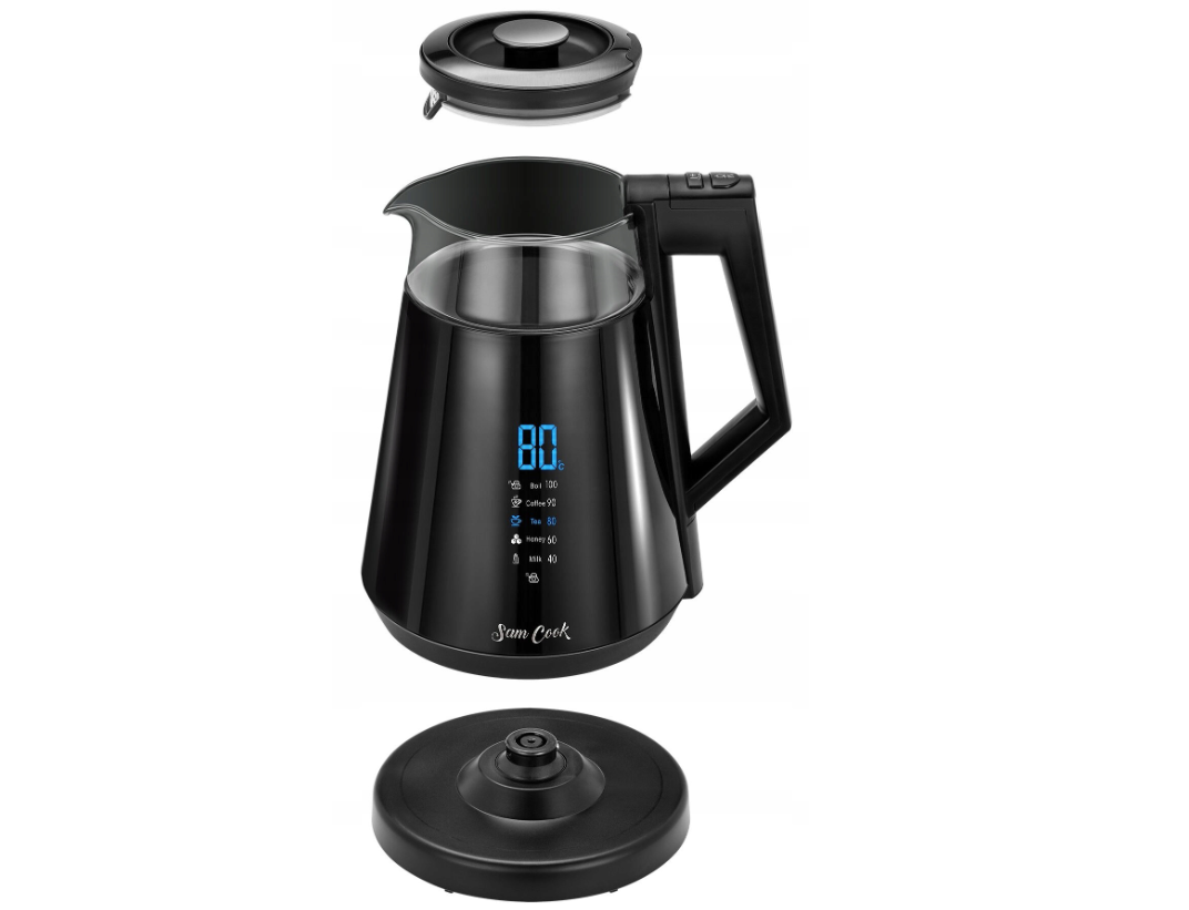 Sourcing | Kettle with temperature control | PSC-111/B | Electric | 1700 W | 1.7 L | Plastic/Glass | 360° rotational base | Black