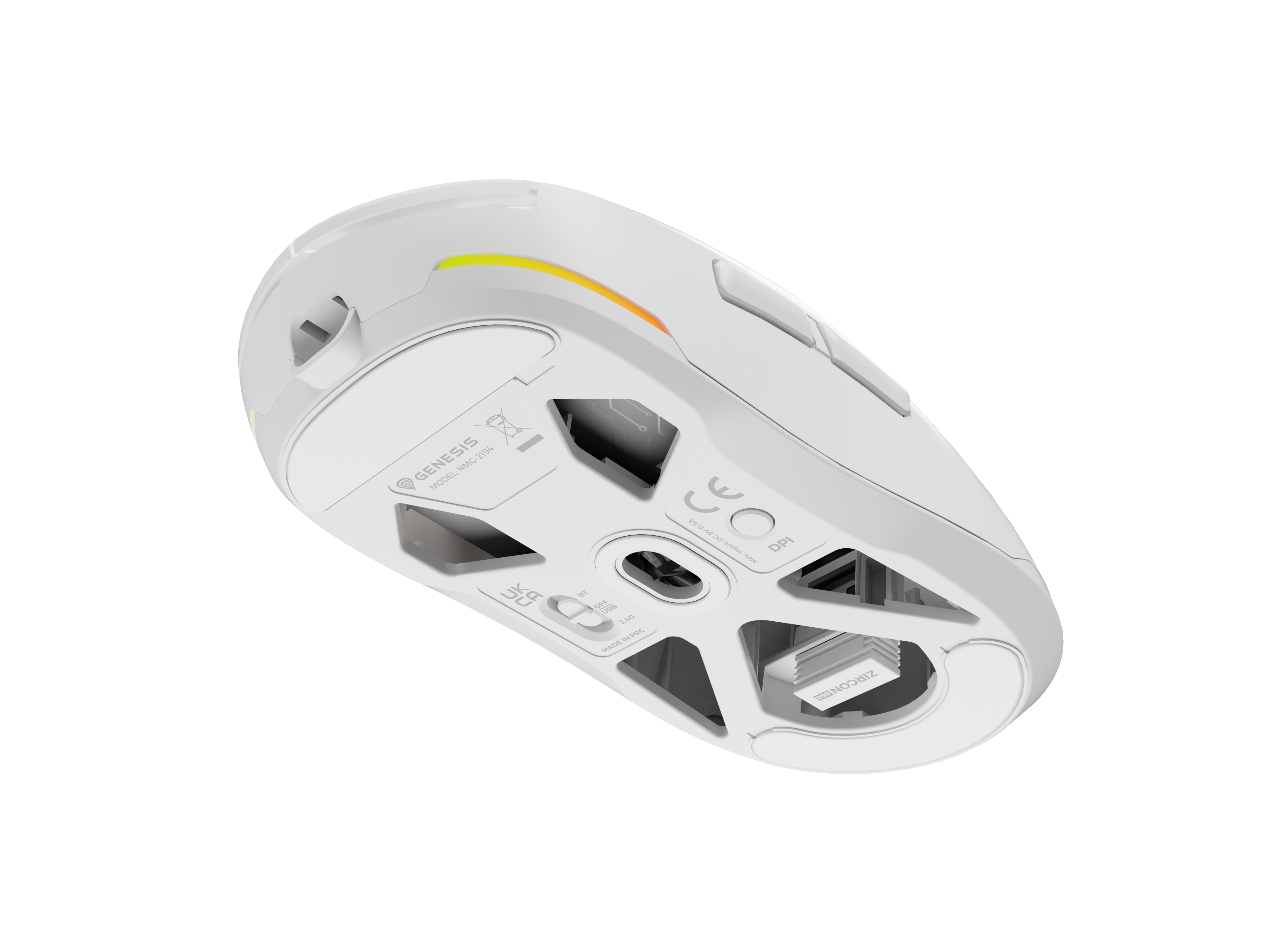 Genesis Zircon 660 PRO | Wireless/Wired | Gaming Mouse | 2.4 GHz, Bluetooth, USB | White