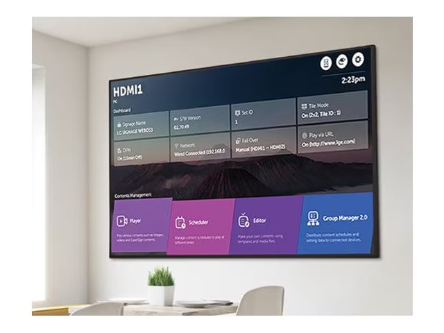 LG 75UH5N-M | 75 " | Landscape/Portrait | 24/7 | webOS | 500 cd/m² | 8 ms | 178 ° | 178 °