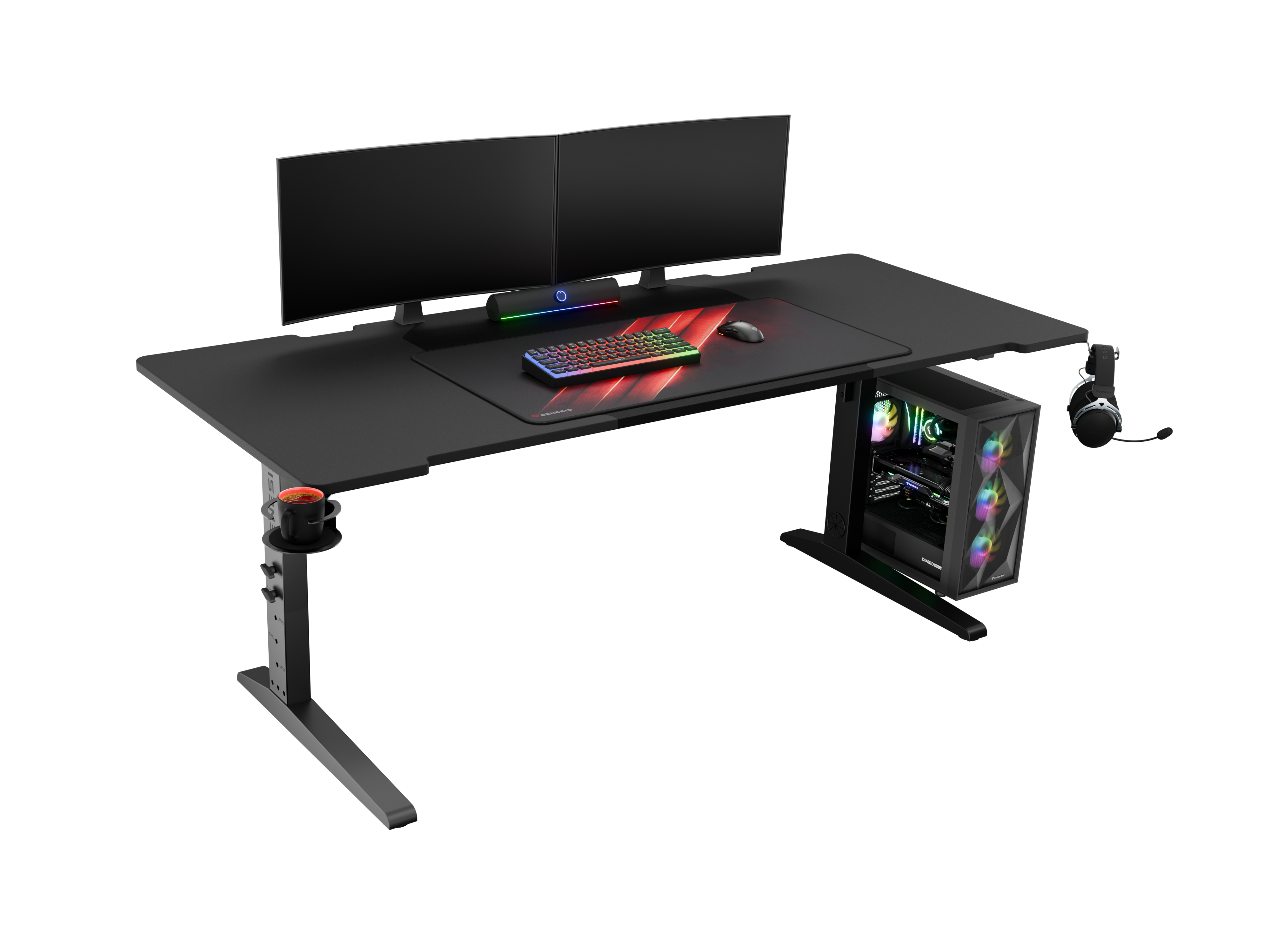 Genesis | Modular Gaming Desk | Holm 180 RGB | Anthracite Black