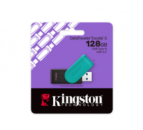 Kingston USB Flash Drive | DataTraveler Exodia S | 128 GB | USB 3.2 Gen 1 | Black/Turquoise