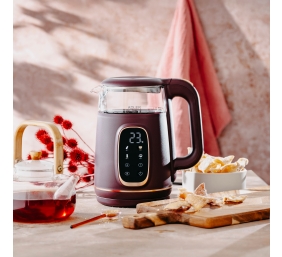 Adler Kettle with LED Display | AD 1305 | Electric | 2200 W | 1.7 L | Plastic | 360° rotational base | Burgundy