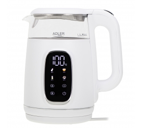 Adler Kettle with LED Display | AD 1305 | Electric | 2200 W | 1.7 L | Plastic | 360° rotational base | White/Silver