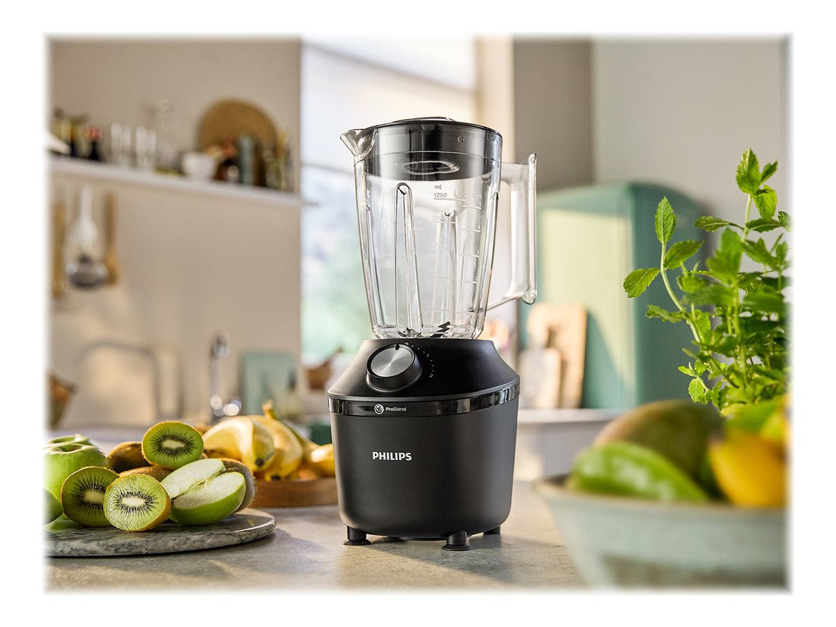 Philips Blender | HR2291/01 3000 Series | Tabletop | 600 W | Jar material Glass | Jar capacity 2 L | Ice crushing | Black