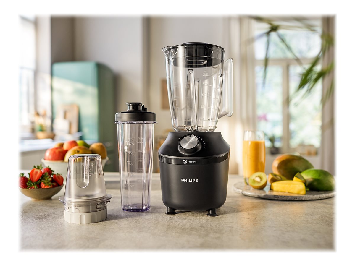 Philips Blender | HR2291/01 3000 Series | Tabletop | 600 W | Jar material Glass | Jar capacity 2 L | Ice crushing | Black