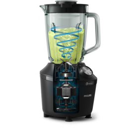 Philips Blender | HR2291/01 3000 Series | Tabletop | 600 W | Jar material Glass | Jar capacity 2 L | Ice crushing | Black