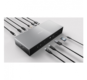 Kensington SD5000T5 EQ Jungčių stotelė, Thunderbolt 5 Triple 4K 140W, Pilka/Juoda