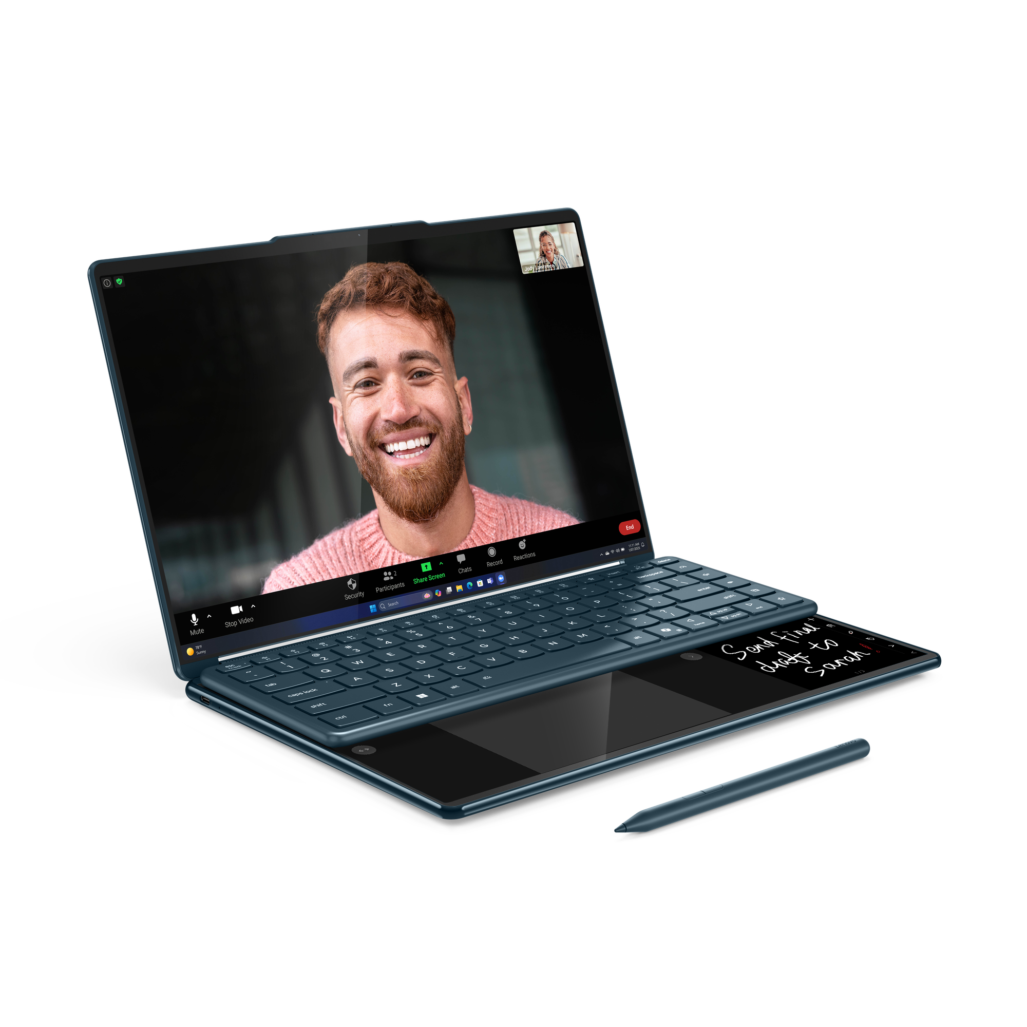 Lenovo Yoga Book 9 14IAH10 | Tidal Teal | 2x14 " | OLED | Touchscreen | 2.8K WQXGA+ | 2880 x 1800 pixels | Glossy | Intel Core Ultra 7 | 255H | 32 GB | Soldered LPDDR5x | Solid-state drive capacity 1000 GB | Intel Arc Graphics | Windows 11 Pro | 802.11be 