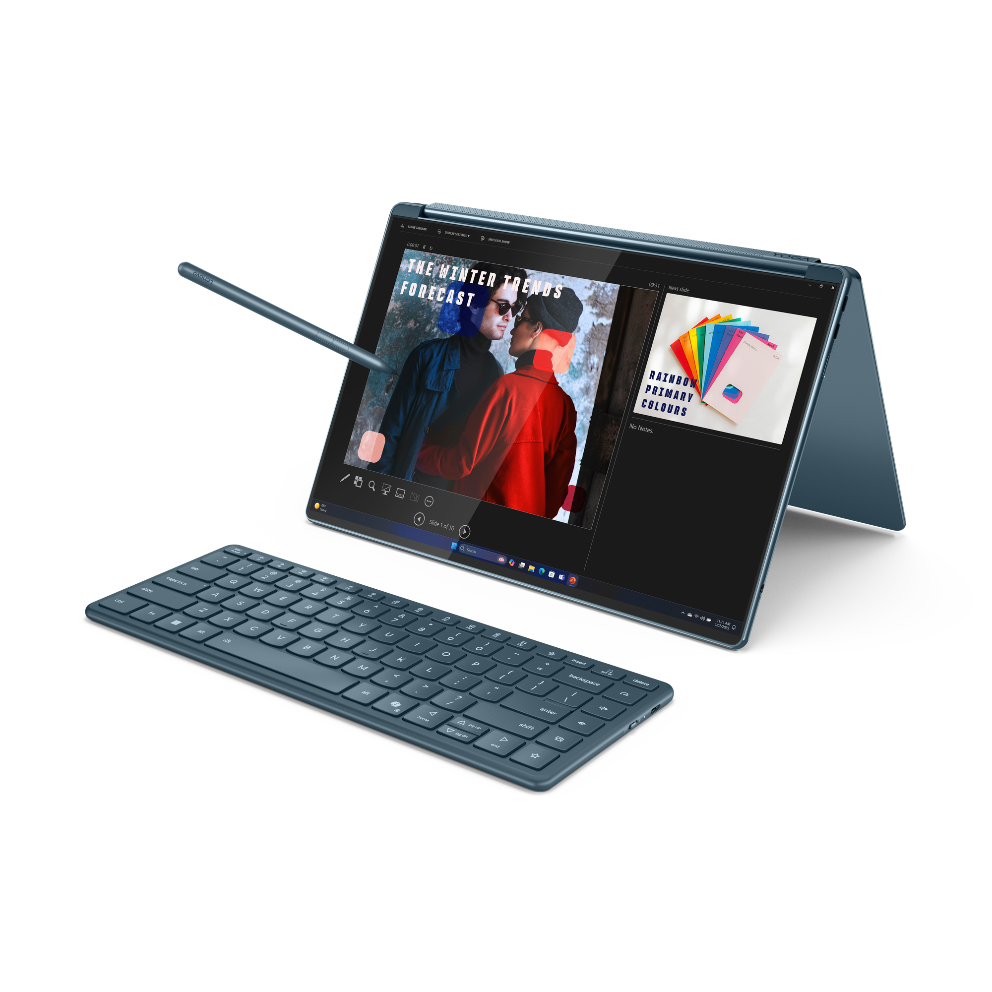 Lenovo Yoga Book 9 14IAH10 | Tidal Teal | 2x14 " | OLED | Touchscreen | 2.8K WQXGA+ | 2880 x 1800 pixels | Glossy | Intel Core Ultra 7 | 255H | 32 GB | Soldered LPDDR5x | Solid-state drive capacity 1000 GB | Intel Arc Graphics | Windows 11 Pro | 802.11be 