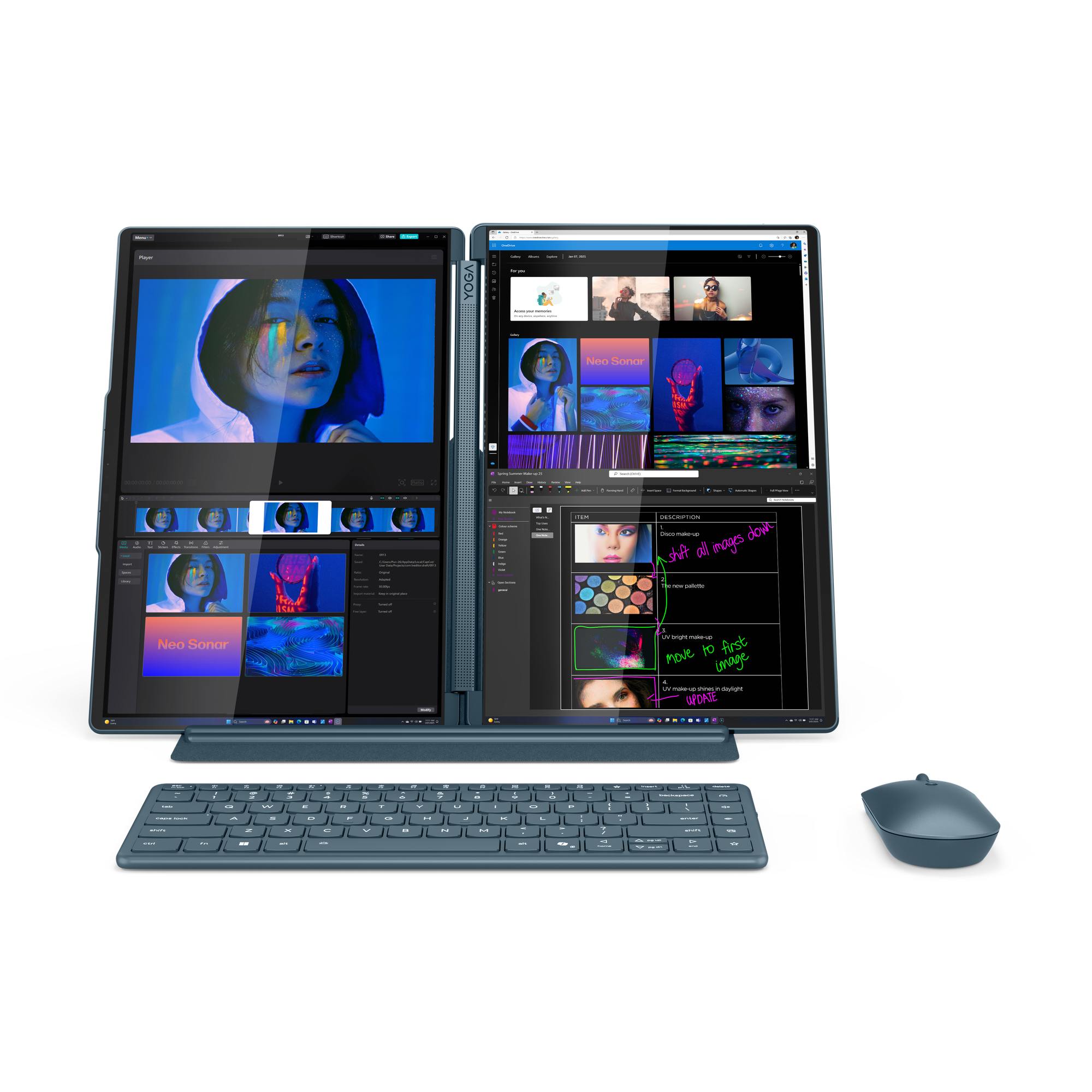 Lenovo Yoga Book 9 14IAH10 | Tidal Teal | 2x14 " | OLED | Touchscreen | 2.8K WQXGA+ | 2880 x 1800 pixels | Glossy | Intel Core Ultra 7 | 255H | 32 GB | Soldered LPDDR5x | Solid-state drive capacity 1000 GB | Intel Arc Graphics | Windows 11 Pro | 802.11be 