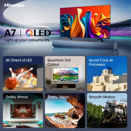Hisense 55A7NQ | 55 | Smart TV | VIDAA | UHD | Black