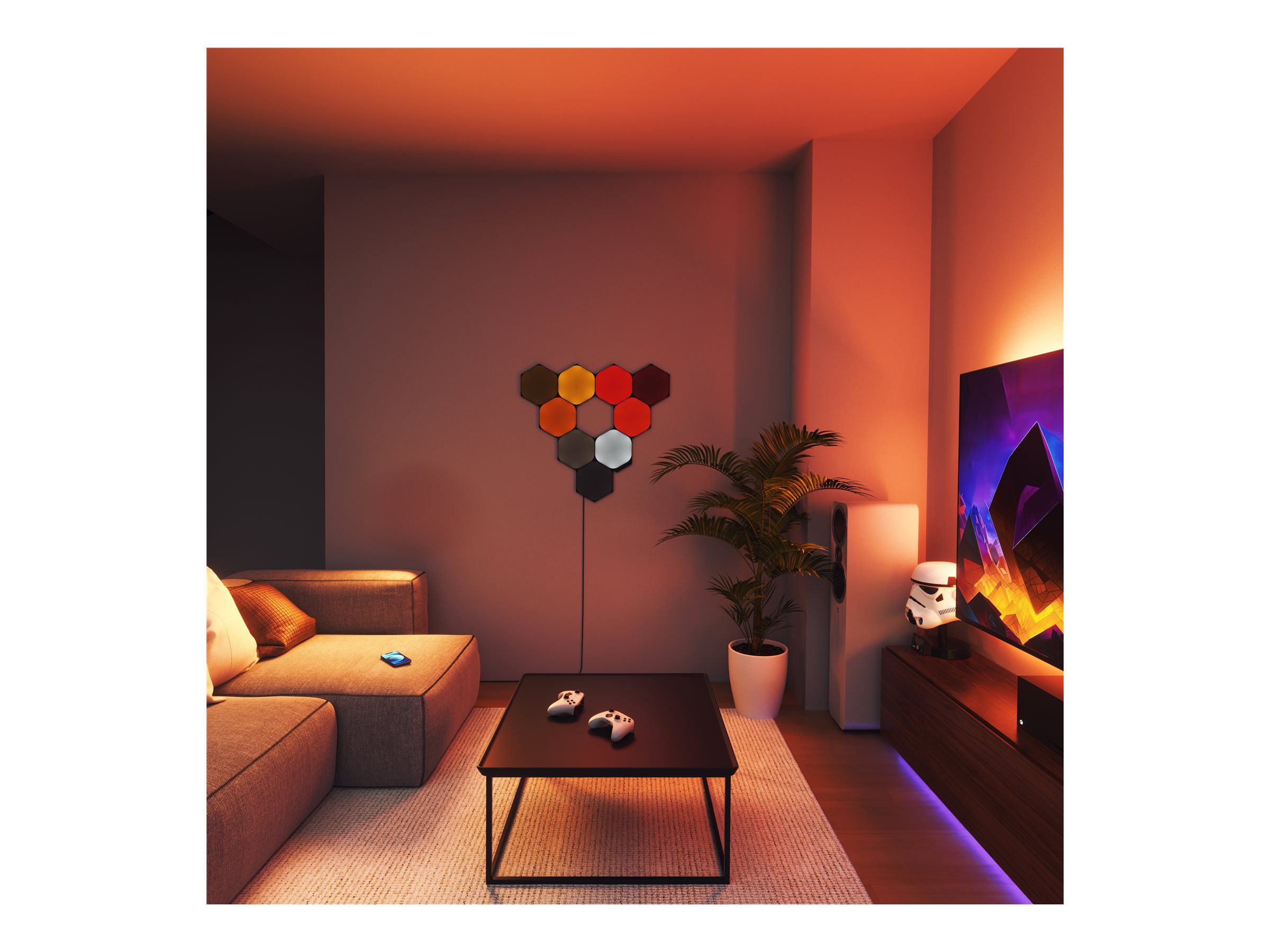 Nanoleaf|Shapes Black Hexagons Starter Kit (9 panels)|42 W|WiFi