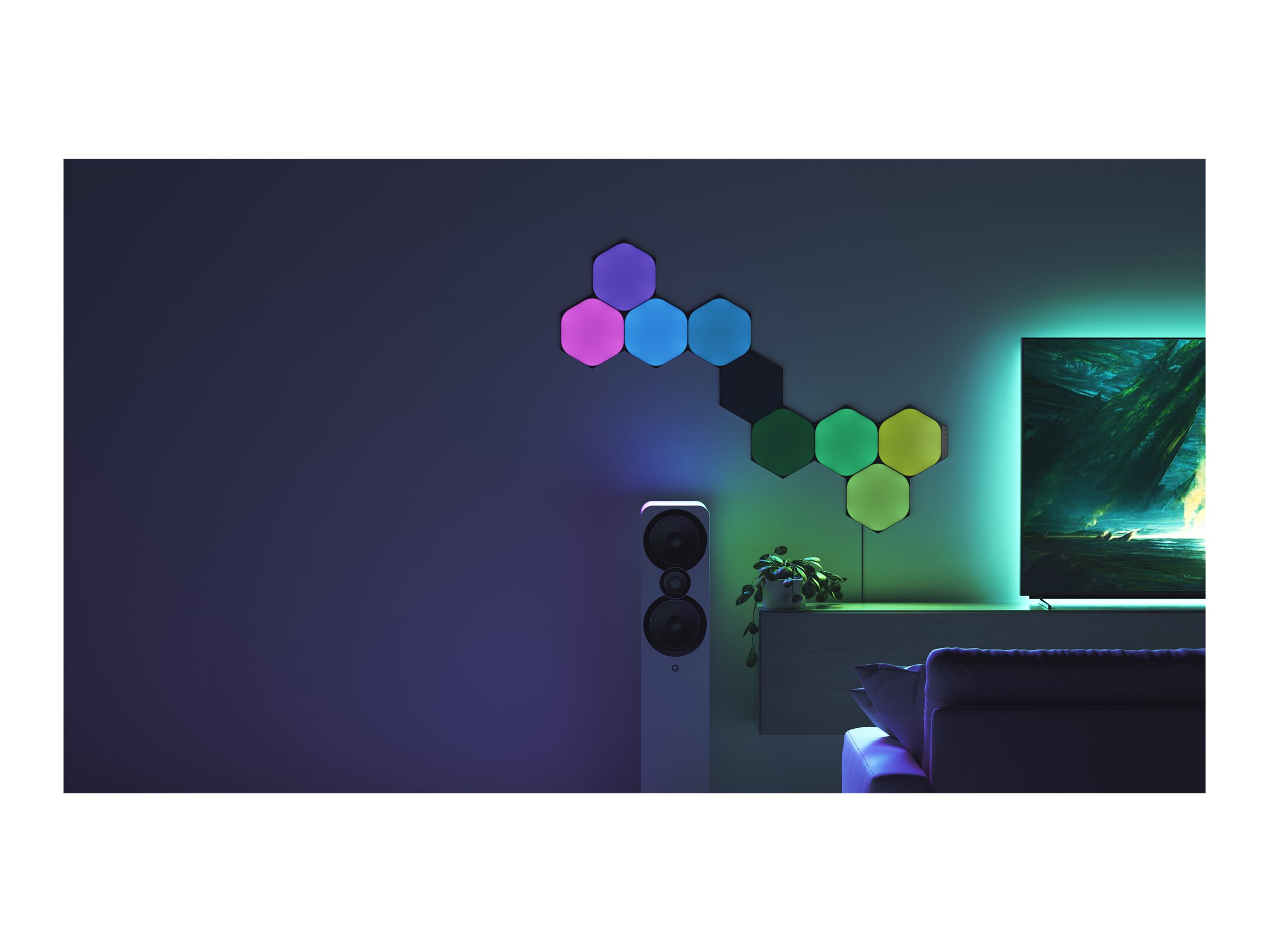 Nanoleaf|Shapes Black Hexagons Starter Kit (9 panels)|42 W|WiFi