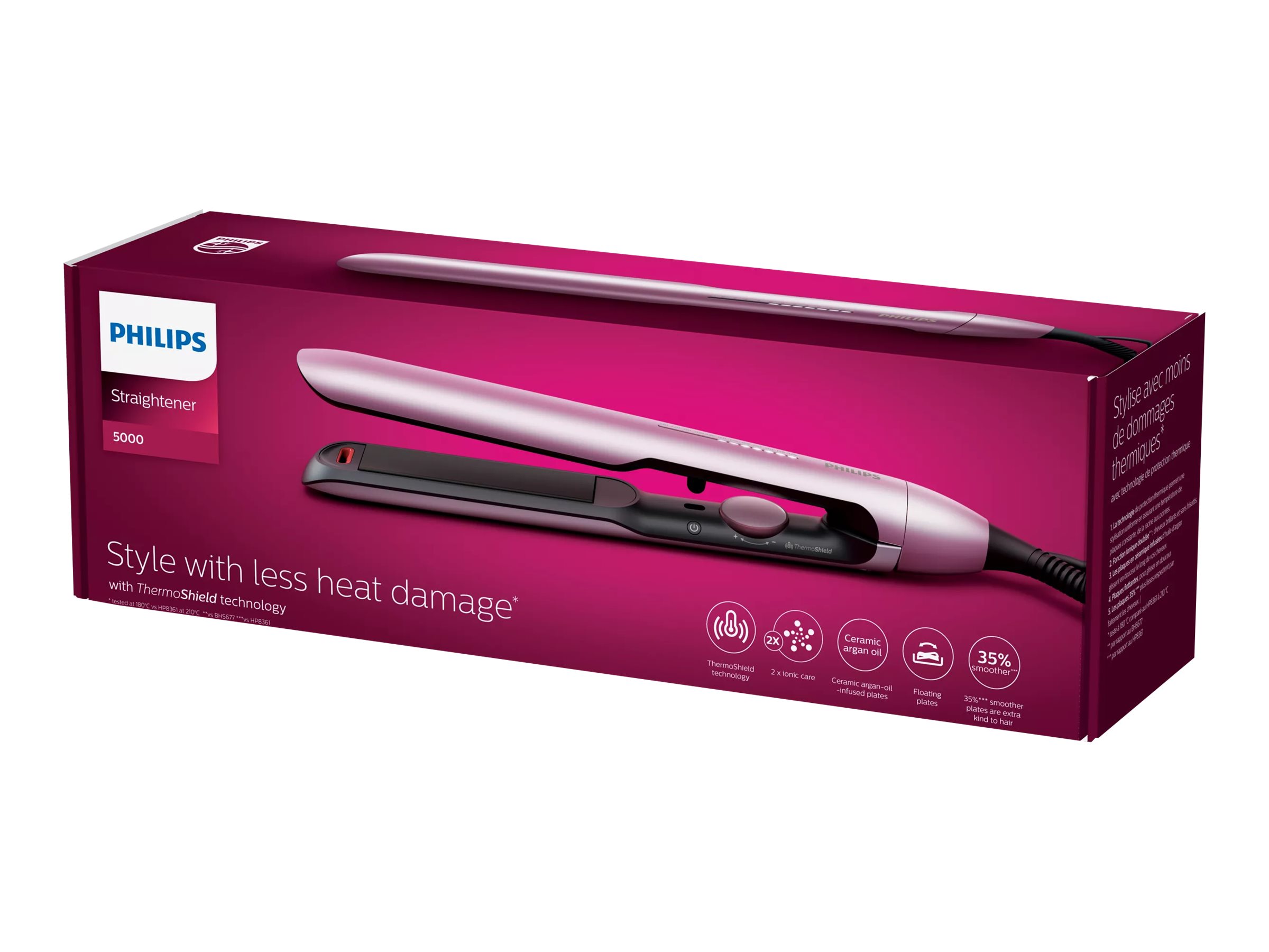 Philips | Hair Straitghtener | BHS530/00 | Warranty 24 month(s) | Ceramic heating system | Ionic function | Display LED | Temperature (max) 230 °C | Number of heating levels 12 | Metallic Pink