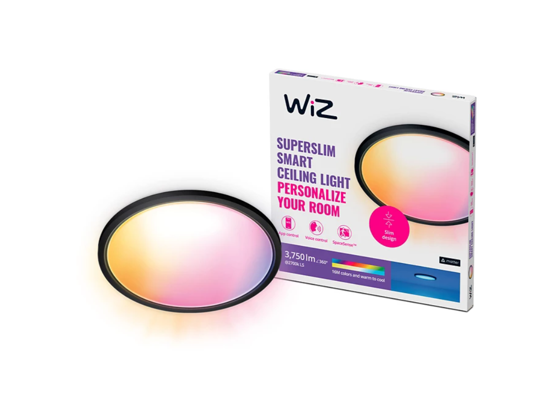 WiZ Smart WiFi SuperSlim Ceiling 545mm, Black | 32 W | 2200-6500 K (RGB)