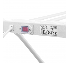 Adler | Foldable electric clothes drying rack | AD 7821 | 220 W | Silver/White | IP22