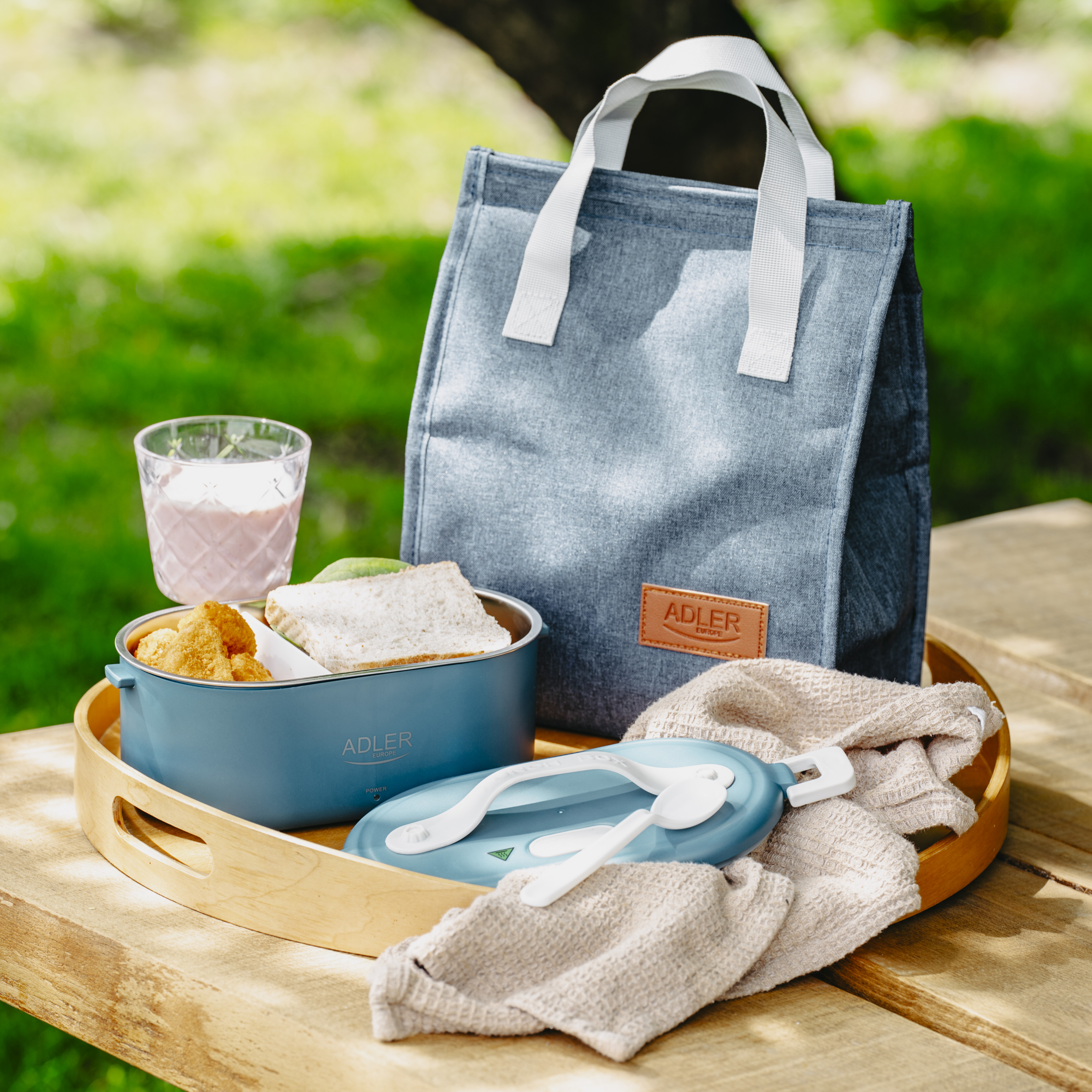 Adler | Electric lunch box with thermal bag | AD 4522 | 0.8 L | Plastic/Stainless steel | Blue | Lid included