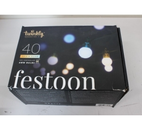 SALE OUT. Twinkly Festoon Smart LED Lights 40 AWW (Gold+Silver) G45 bulbs, 20m|Twinkly REFURBISHED, NO MANUAL, DIRTY, 3 MONTHS WARRANTY