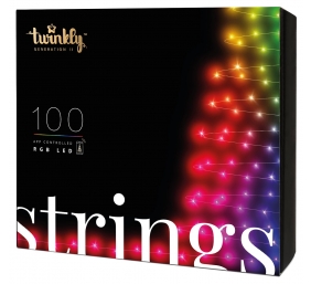 Twinkly|Strings Smart LED Lights 100 RGB (Multicolor), 8m, Black wire|RGB – 16M+ colors