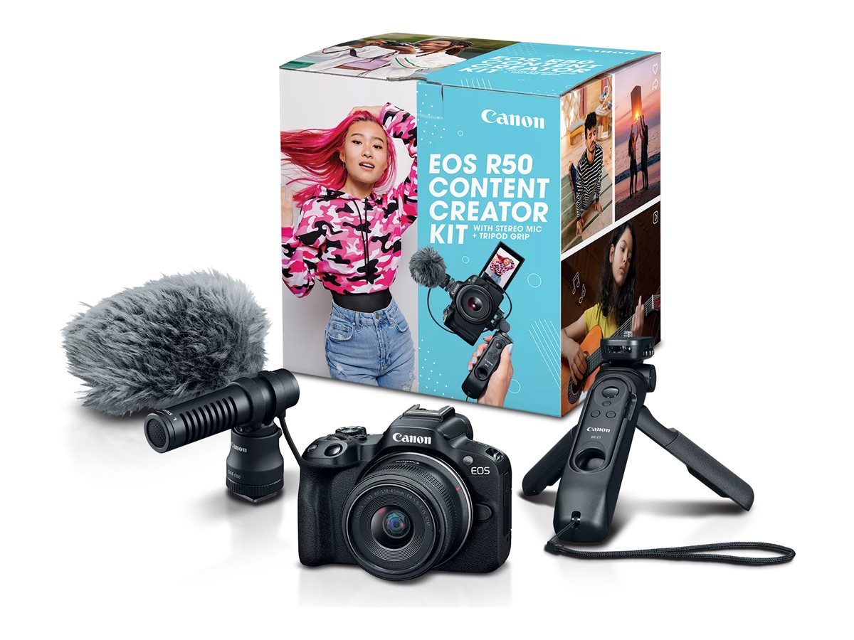 Canon EOS | R50 V Mirrorless Camera Content Creator Kit | Megapixel 24.2 MP | Image stabilizer | ISO sensitivity (max) 32000 | Wi-Fi | Video recording | Automatic, manual | APS-C | Black