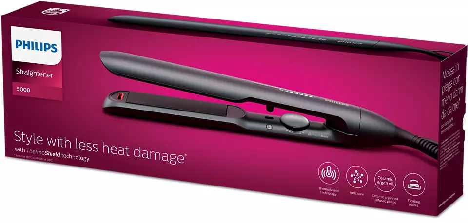 Philips | Hair Straitghtener | BHS510/00 5000 Series | Ceramic heating system | Ionic function | Temperature (max) 230 °C | Number of heating levels 12 | Black