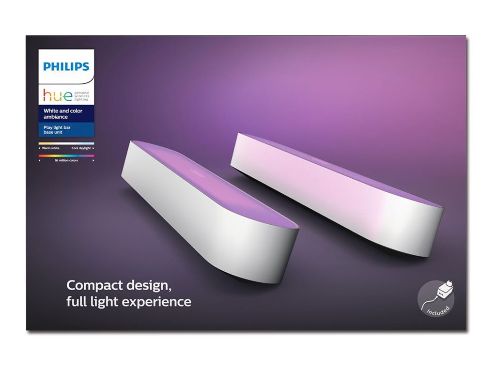 Philips Hue Play WCA Lightbar Base, Twin pack, White|42 W|2000-6500 Hue White Colour Ambiance