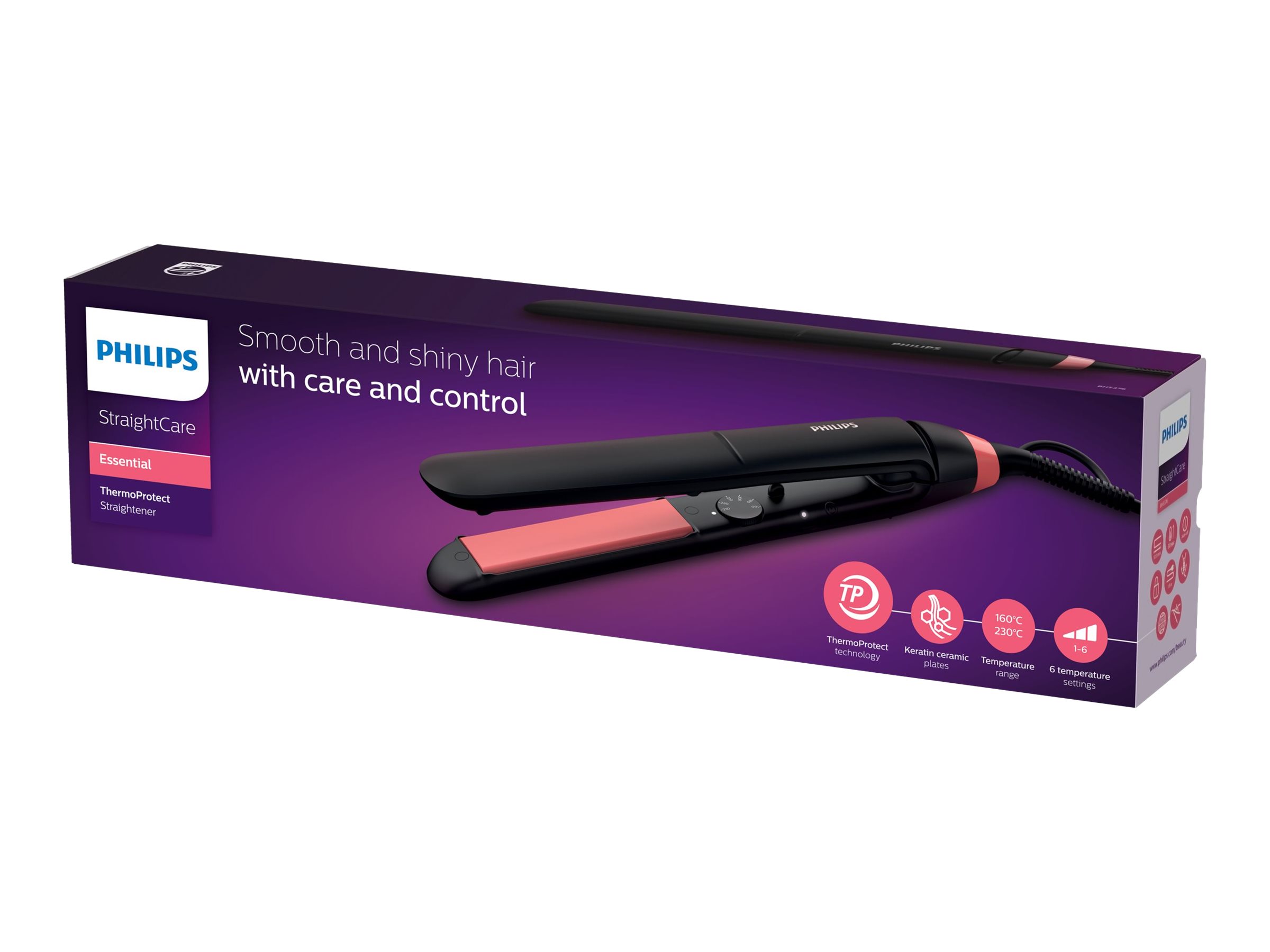 Philips | Hair Straitghtener | BHS376/00 StraightCare Essential | Ceramic heating system | Temperature (min) 160 °C | Temperature (max) 230 °C | Black