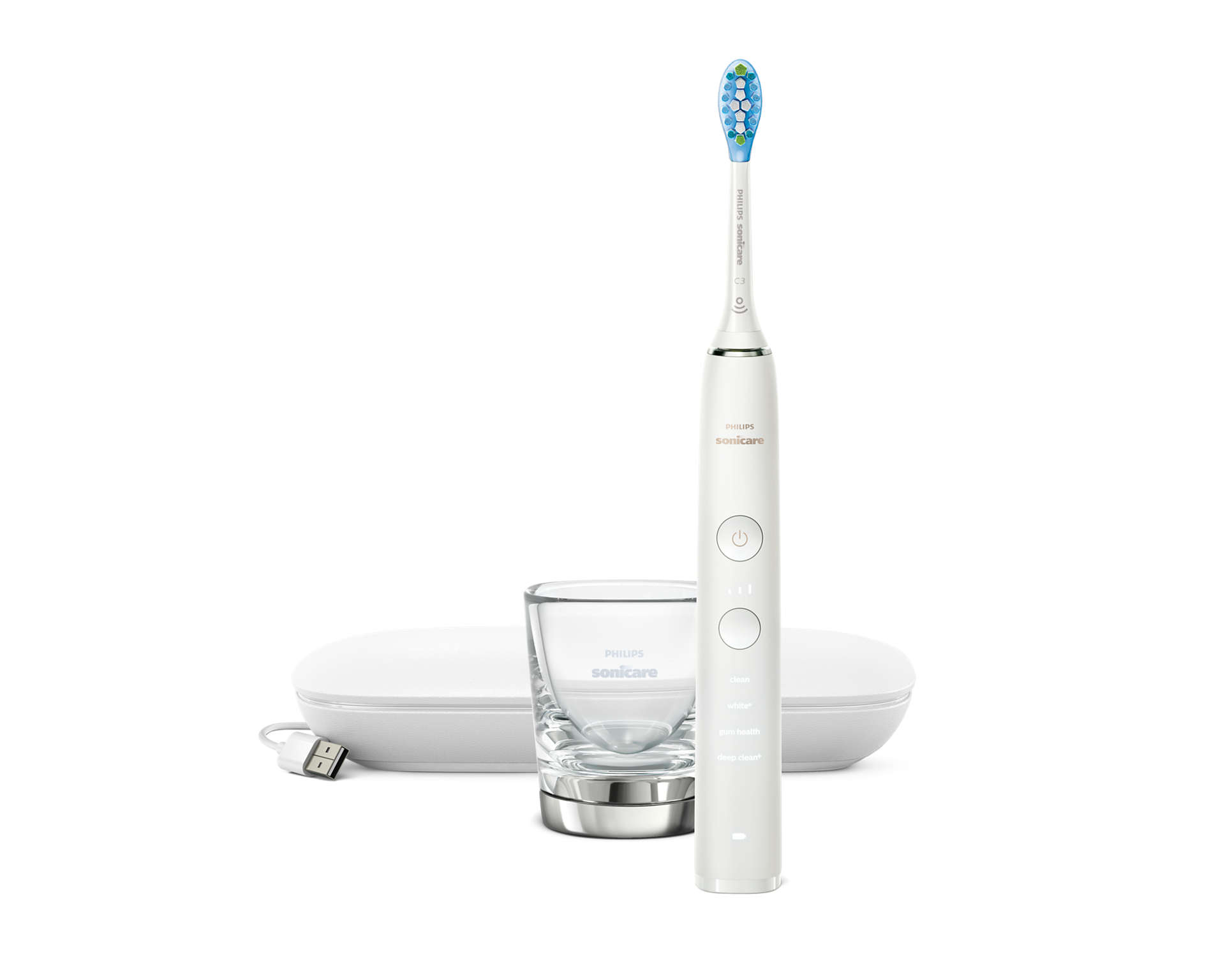 Philips | DiamondClean Electric Toothbrush | HX9911/27 | Rechargeable | For adults | Number of brush heads included 1 | Number of teeth brushing modes 4 | Sonic technology | White