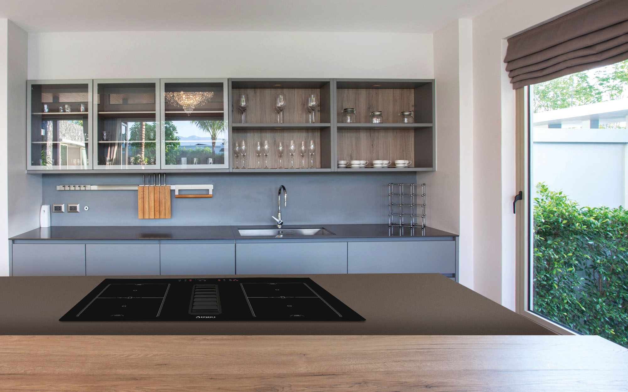 CATA | Hob with Hood | IAS 7024 | Induction | 77 cm | Number of burners/cooking zones 4 | Black | Slider