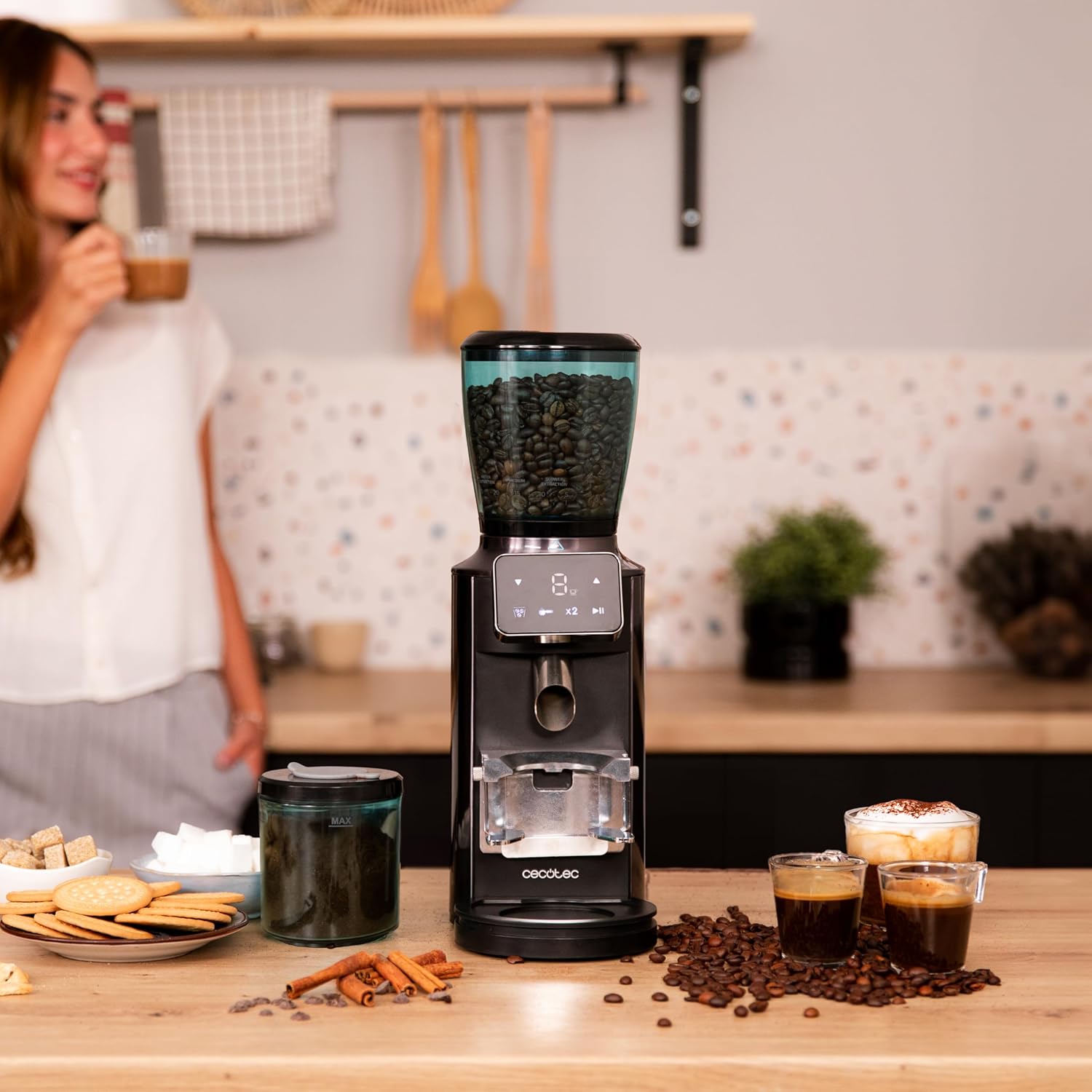 Cecotec Coffee Grinder | SteelMill Touch | 150 W | Coffee beans capacity 300 g | Number of cups 14 pc(s)