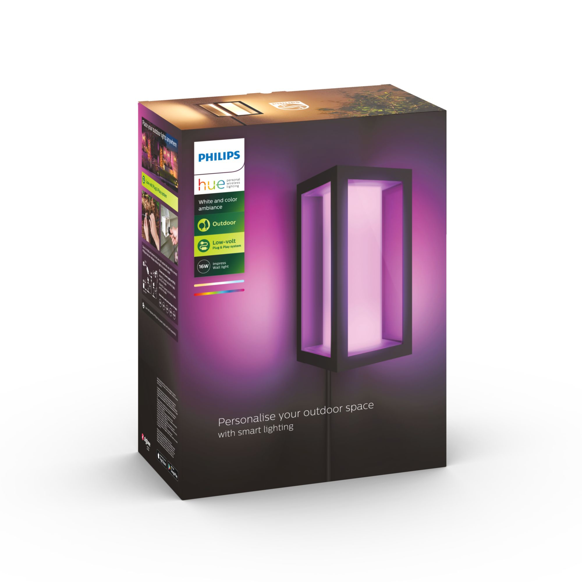Philips Hue WCA Impress Outdoor Wall Lantern 24V | 8 W | 2000-6500 Hue White Colour Ambiance