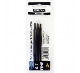 Stanger Gelinė šerdelė rašikliui Eraser 0.7 mm, juodas, 3 vnt. rinkinys 18000300080