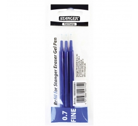 STANGER Gelinė šerdelė rašikliui Eraser 0.7 mm, mėlynas, pakuotėje 3 vnt 18000300081