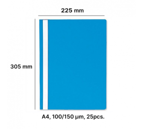 AD Class Segtuvėlis skaidriu viršeliu 100/150 Mėlynas, pakuotėje 25 vnt.