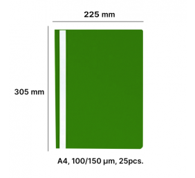 AD Class Segtuvėlis skaidriu viršeliu 100/150 Žalias, pakuotėje 25 vnt.