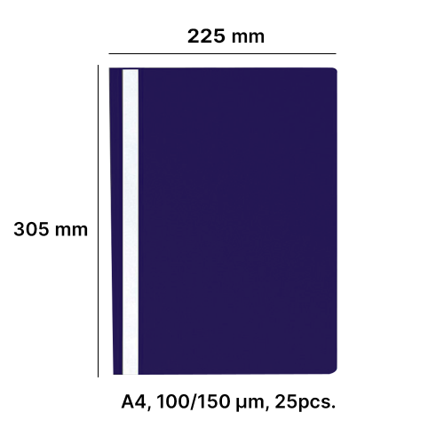 AD Class Segtuvėlis skaidriu viršeliu 100/150 Tamsiai mėlynas, pakuotėje 25 vnt.