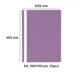AD Class Segtuvėlis skaidriu viršeliu 100/150 violetinė, pakuotėje 25 vnt.