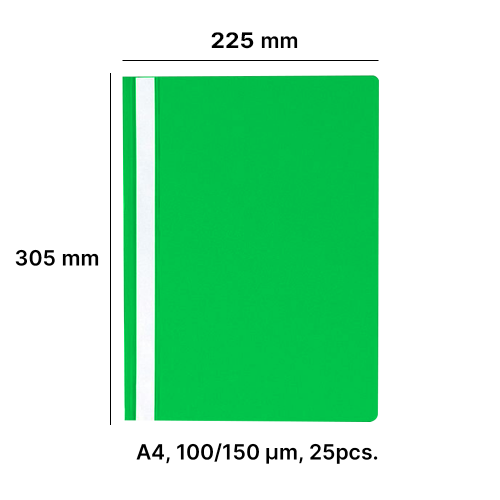 AD Class Segtuvėlis skaidriu viršeliu 100/150 šviesiai žalia, pakuotėje 25 vnt.
