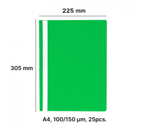 AD Class Segtuvėlis skaidriu viršeliu 100/150 šviesiai žalia, pakuotėje 25 vnt.