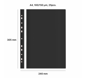 AD Class Segtuvėlis skaidriu viršeliu su perforacija 100/150 Juodas , pakuotėje 25 vnt.